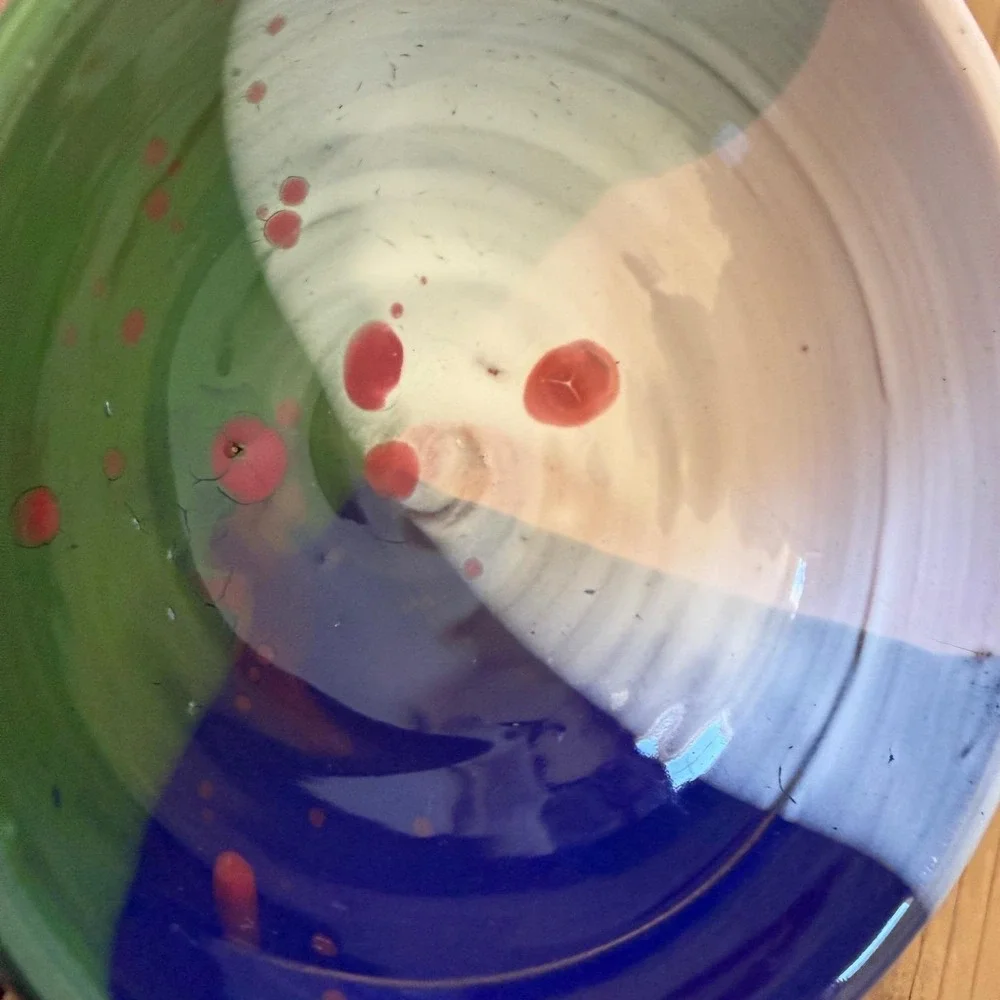 Studio Pottery Bowl Set Handmade‎ Ceramic Bowls Signed Stoneware Colorful Glaze